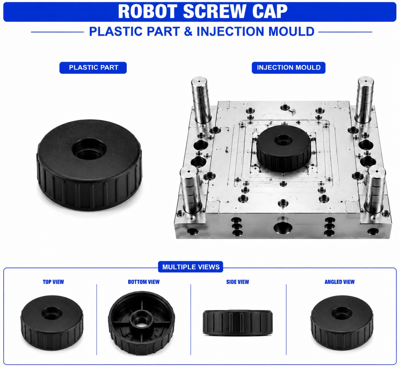 Robot Plastic Screw Cap Mould and Moulding Services